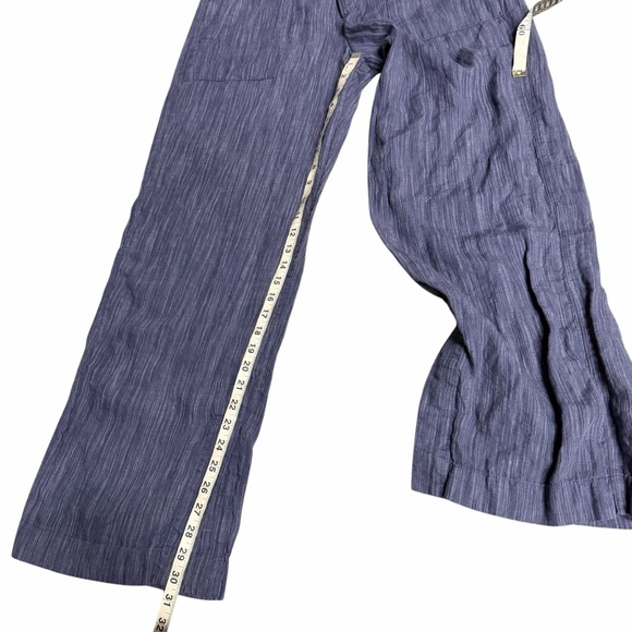 Athleta Cabo Linen Textured Wide Leg Pant Womens Navy Stripe Size Medium - Picture 7 of 9